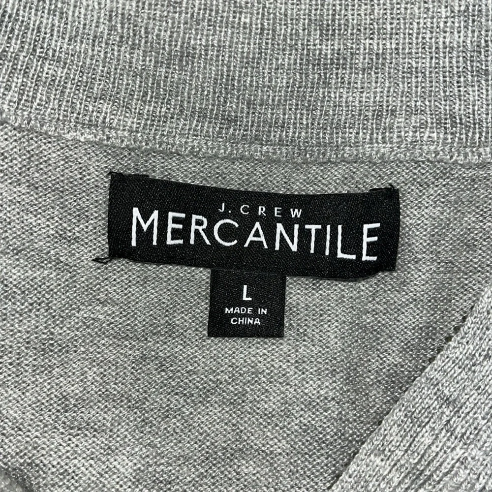 J Crew Mercantile Gray Zip Up Sweater High Collar Large.  Merino Wool Blend.